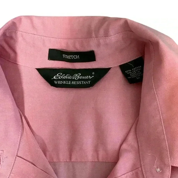 Eddie Bauer Salmon Pink 3/4 Sleeve Size Medium Stretch Winkle Resistant - Picture 7 of 11